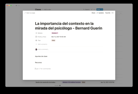 Plantilla para tomar apuntes del máster de terapia contextuales de Ítaca Formación