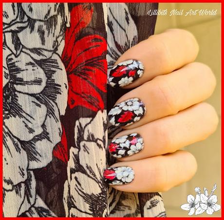 Manicura a juego con mi blusa de flores de Mango