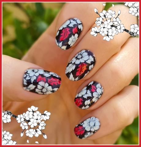 Manicura a juego con mi blusa de flores de Mango