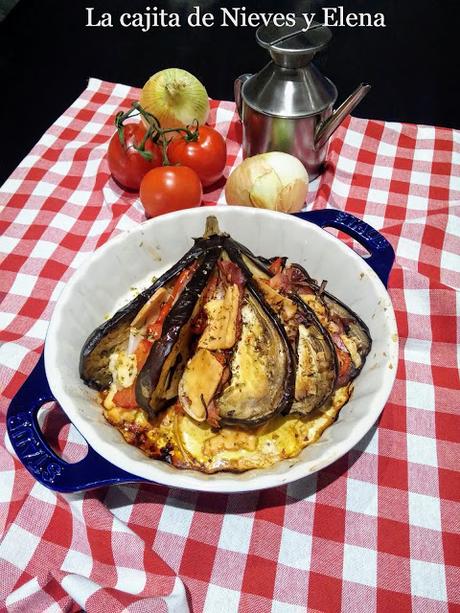 Abanico de berenjena de lacón y queso Abanico de berenjena de lacón y queso