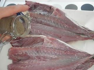 Chicharros a la vizcaína con patatitas y el postre