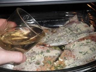 Chicharros a la vizcaína con patatitas y el postre