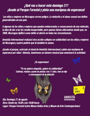 Pinta tu Mariposa por los Derechos de las Mujeres y las Niñas de Nicaragua con el Equipo Mujer y Derechos Humanos de AI Chile este domingo 21