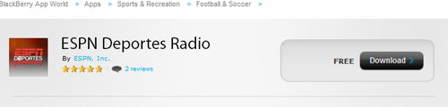 ESPN Deportes Radio para BlackBerry
