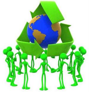 la Tierra y el simbolo de reciclaje de papel