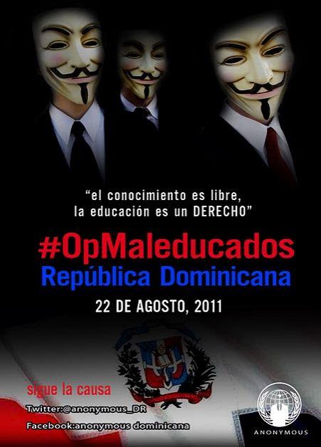 Anonymous va contra el gobierno Dominicano en apoyo al 4% para la educación