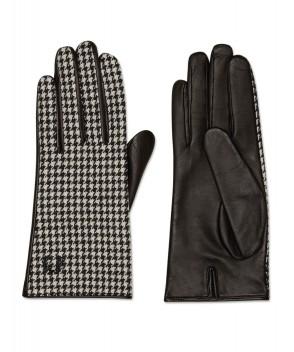 Houndstooth Leather Gloves