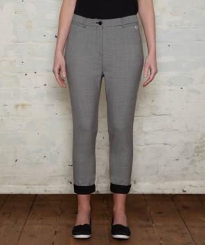 High Waisted Micro Houndstooth Trousers