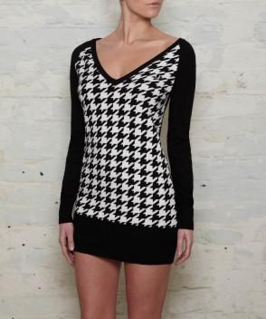 Houndstooth Longline Sweater