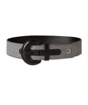 Houndstooth Leather Waist Belt