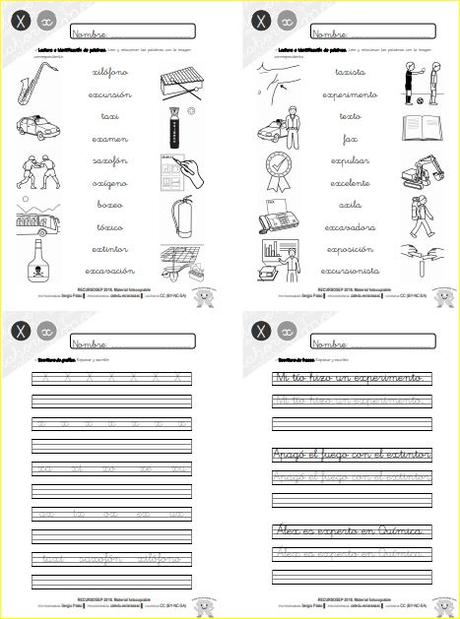 Aprendo a leer y a escribir. La X