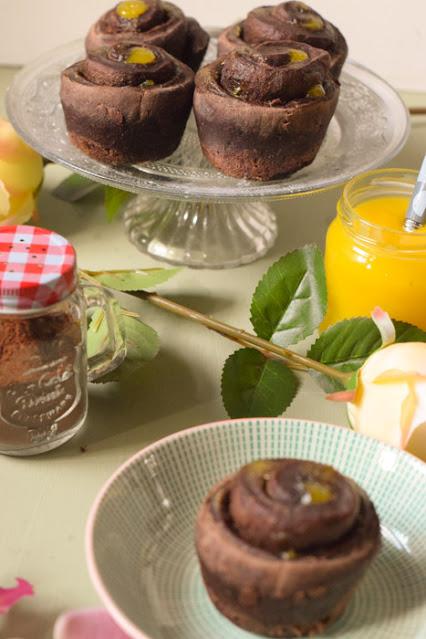 Rollos Veganos de Chocolate y Curd de Naranja