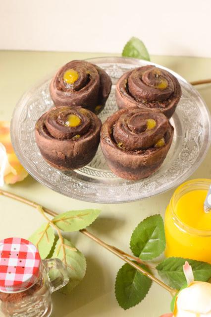 Rollos Veganos de Chocolate y Curd de Naranja