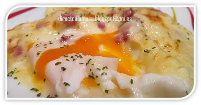 Huevos gratinados con patata y queso