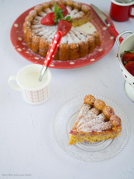 Bizcocho de queso y fresas Bizcocho de queso y fresas