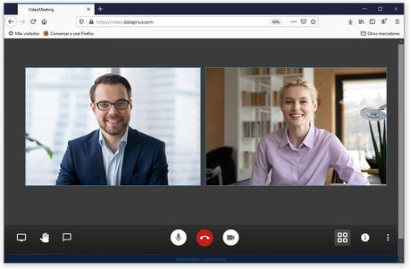 Sala de videoconferencia Dataprius en el navegador.
