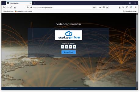Inicio de videoconferencia dataprius en el navegador