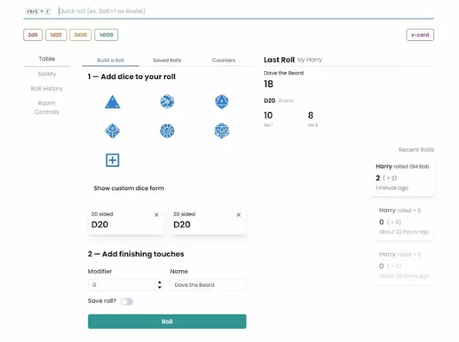 Roll With Me: Un lanzador de dados on-line con extras Roll With Me: Un lanzador de dados on-line con extras