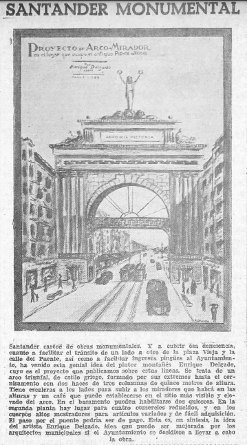 1937:proyecto de Arco del Triunfo del pintor Enrique Delgado