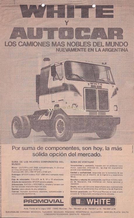 White y Autocar, dos marcas de camiones importadas en 1980