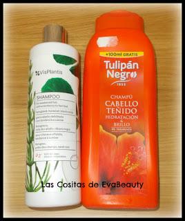 Champú anticaída Vis Plantis y Champú para cabello teñido Tulipán Negro #productosterminados #empties #terminados