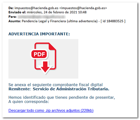 La Agencia Tributaria alerta: Si recibes un correo o SMS así eliminalo