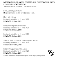 Conciertos en Europa de Foo Fighters en 2022