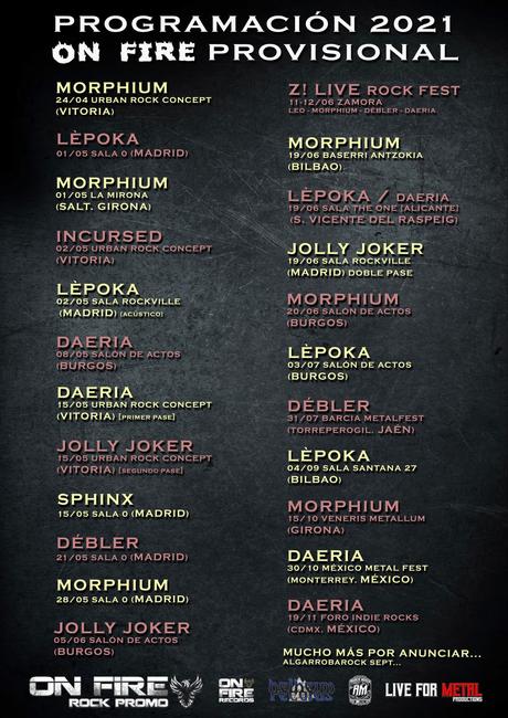 Conciertos 2021 ON FIRE: MorphiuM, Lèpoka, Débler, Daeria…