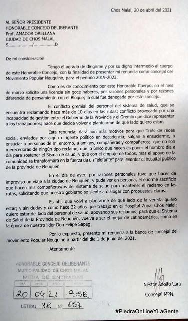 Concejal del MPN renuncia para acompañar a los autoconvocados
