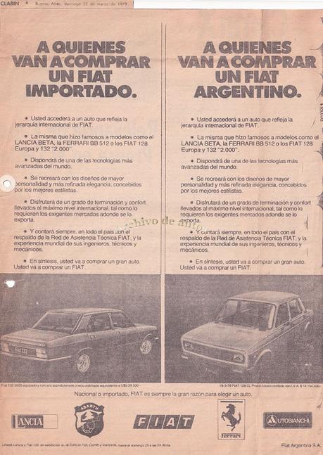 Fiat Argentina y sus modelos importados del año 1979
