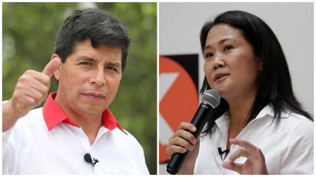Pedro Castillo con 41% y con ventaja de 15% sobre Keiko Fujimori, que tiene 26%.