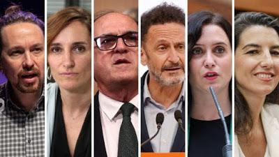 Los seis aspirantes a la Presidencia de la Comunidad de Madrid.