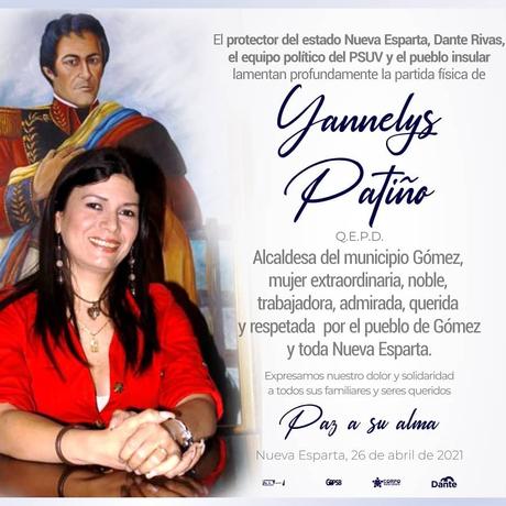 Falleció por complicaciones derivadas del covid-19 la alcaldesa del municipio  Gómez en Margarita