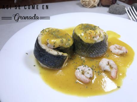 Popietas de lubina y gambas a la sidra Popietas de lubina y gambas a la sidra