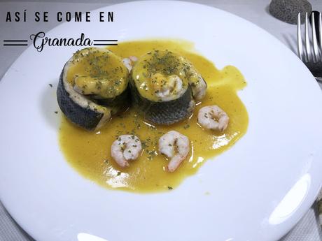 Popietas de lubina y gambas a la sidra Popietas de lubina y gambas a la sidra