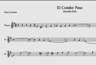 El Cóndor Pasa partitura para Flauta. Música Tradicional de Perú