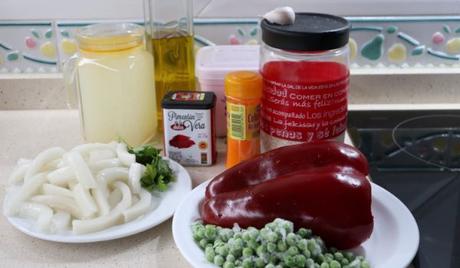 Los ingredientes necesarios para hacer la receta de arroz amarillo con Thermomix