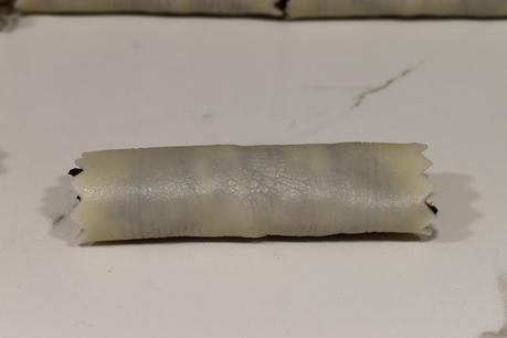 Canelones de carne con trompetas de la muerte y mousse de pato