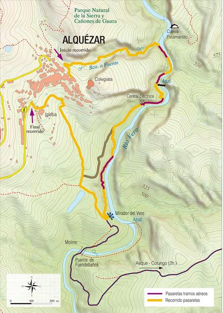 Excursión por las pasarelas de Alquézar: pasarelas sobre el Río Vero. Huesca.