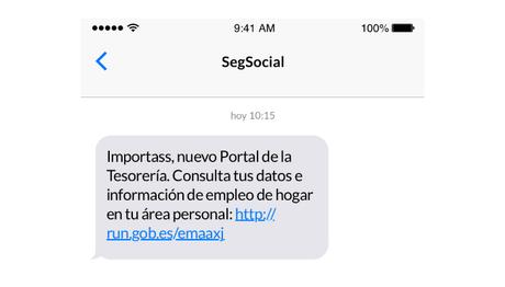Campaña oficial de la TGSS vía SMS para dar a conocer el portal «Import@ss» al colectivo del hogar