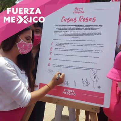 CANDIDATOS Y CANDIDATAS DE FUERZA POR MÉXICO FIRMAN ACUERDO PARA CREAR CASAS ROSAS A NIVEL NACIONAL PARA COMBATIR LA VIOLENCIA CONTRA LAS MUJERES
