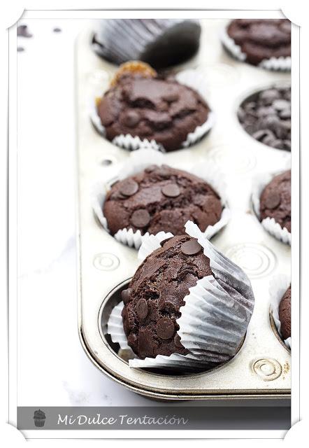 Muffins de Chocolate, Toffee y Arándanos