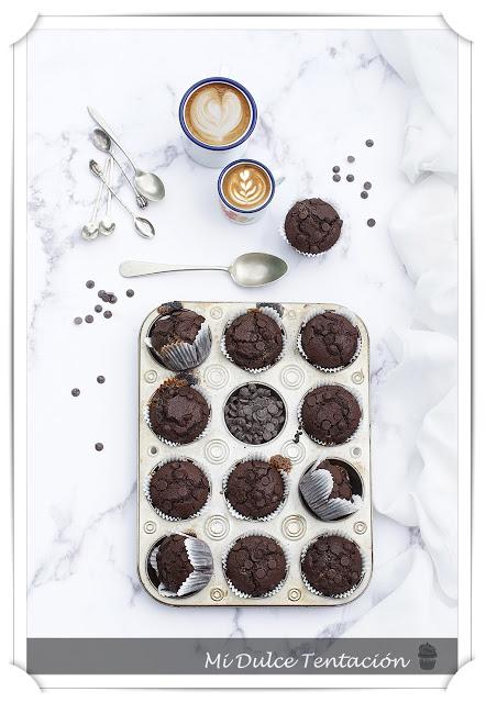 Muffins de Chocolate, Toffee y Arándanos