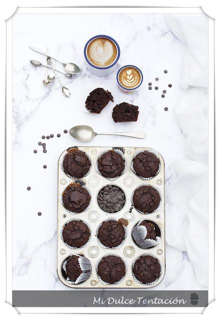 Muffins de Chocolate, Toffee y Arándanos