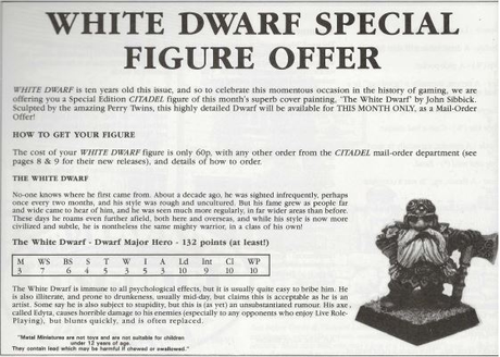 La figura conmemorativa de los 10 años de la White Dwarf (1987) La figura conmemorativa de los 10 años de la White Dwarf (1987)
