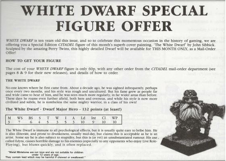 La figura conmemorativa de los 10 años de la White Dwarf (1987)