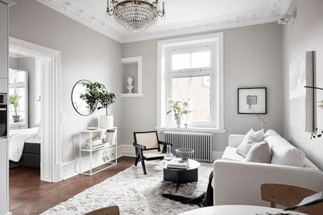 Minipiso con decoración en tonos blancos Minipiso con decoración en tonos blancos