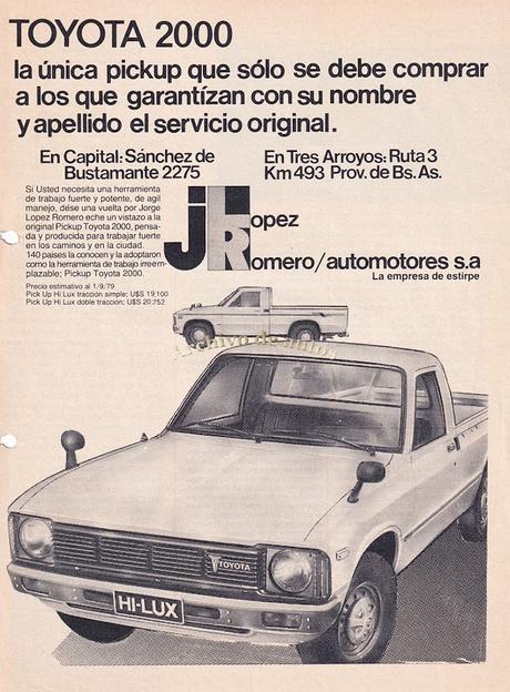 Toyota Hi-Lux 2000 del año 1979 publicitada por un concesionario