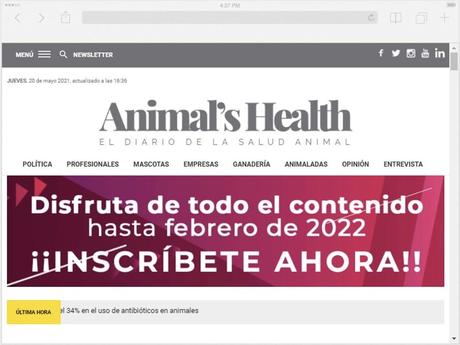 El diario veterinario Animal’s Health estrena nueva imagen y mejoras en su diseño