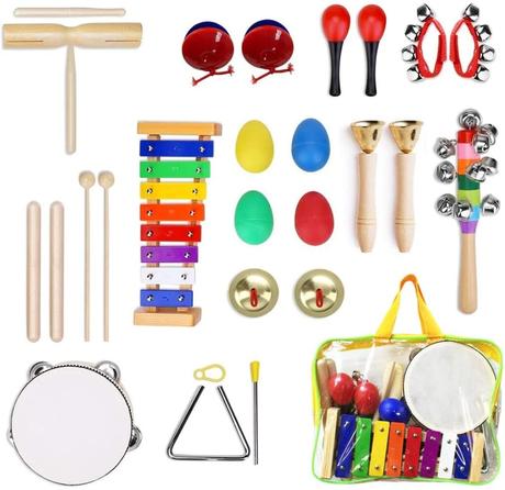 Kit de 25 instrumentos de juguete, instrumentos musicales de juguete